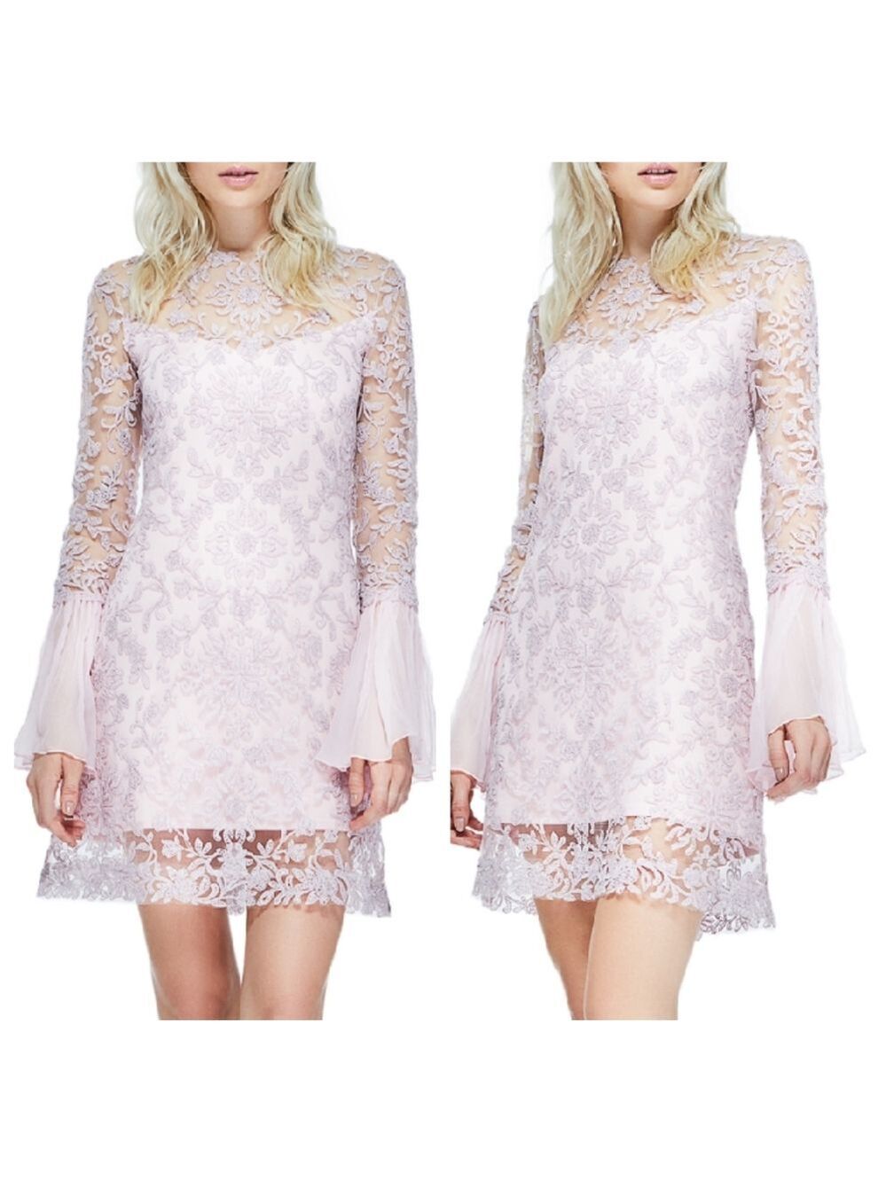Tadashi Shoji Moreau Embroidered Lace Overlay Rosetta Dress